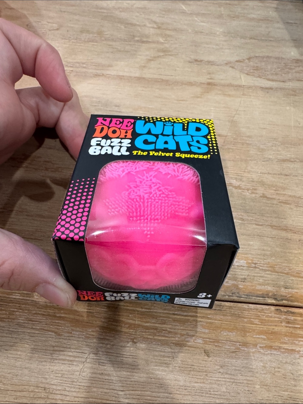 Needoh Wild Cats Pink Fuzz Ball - Velvet Squeeze Toy